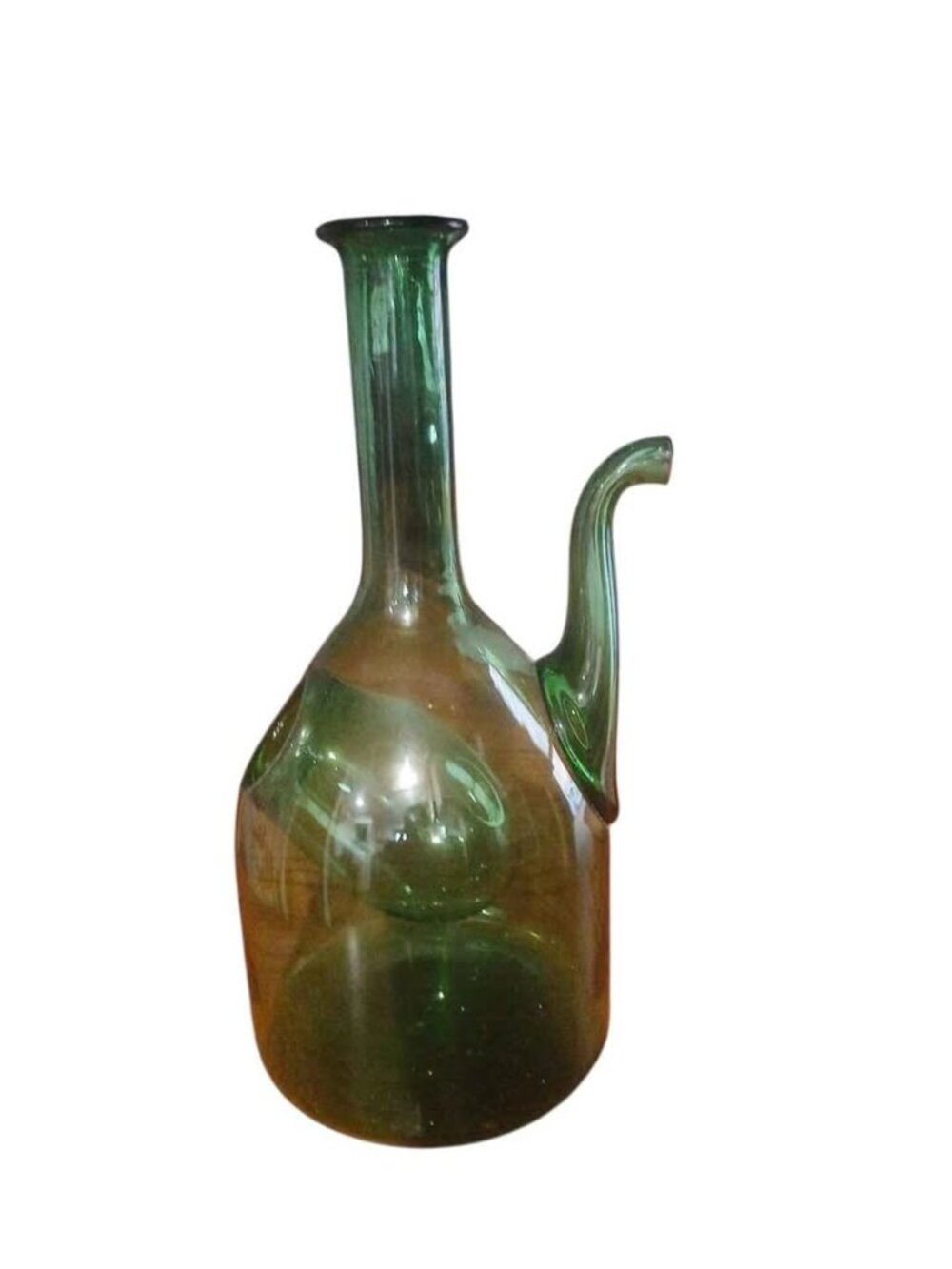 Vintage Green Glass Porrón Wine Decanter